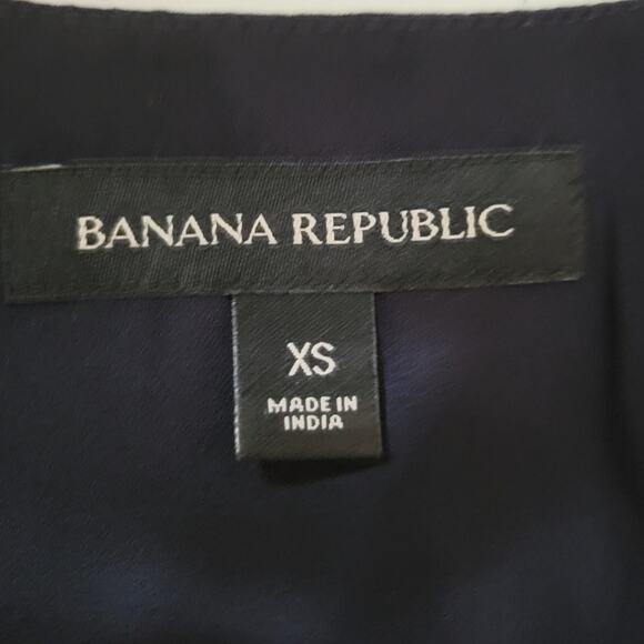 Banana Republic Navy Blue Long Sleeve V-Neck Career Blouse Minimalist - XS - Picture 4 of 6